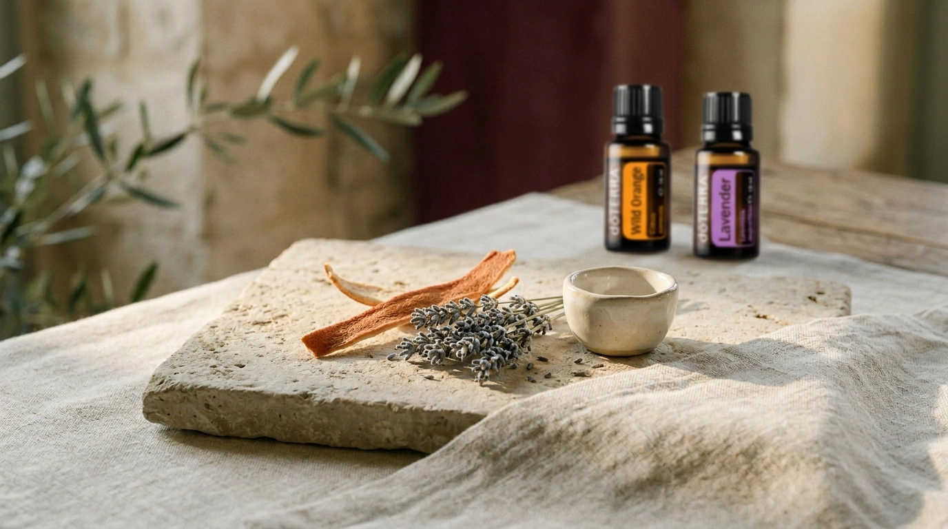 Aceites esenciales de naranja y lavanda